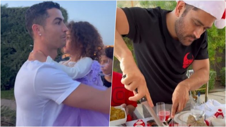 Cristiano Ronaldo and MS Dhoni Make Peek-a-Boo Appearances in Their Family’s Instagram Reels on Christmas!