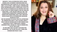 Delnaaz Irani Slams Media Portals for Manipulating Her Statement From an Interview for 'Clicks' (View Post)