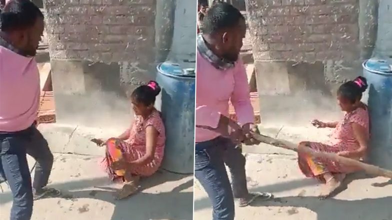 Viral Video: Man Thrashes Woman Brutally With Bamboo Stick in UP’s Fatehpur