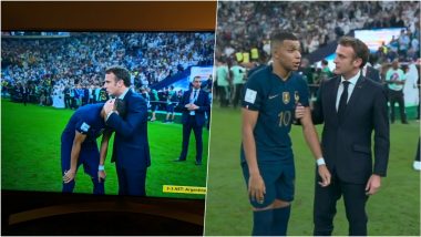 Kylian Mbappe Consoled by French President Emmanuel Macron After France's Loss to Argentina in the FIFA World Cup 2022 Final, Video Goes Viral!