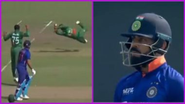 Litton Das Catch Video: Virat Kohli Shocked After Bangladesh Stand-in Captain Takes a Stunner During IND vs BAN 1st ODI 2022