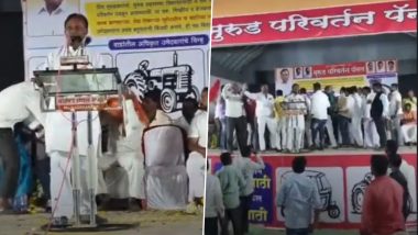 Video: Man Suddenly Dies on Stage Shortly After Delivering Speech During Poll Campaign in Latur, Sudden Death Caught on Camera