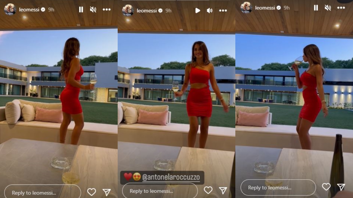 Lionel Messi POV – Wifey Antonela Roccuzzo Dancing in Red Hot Dress Holding  a Glass of Drink! Check Argentina Footballer's IG Stories | 👍 LatestLY
