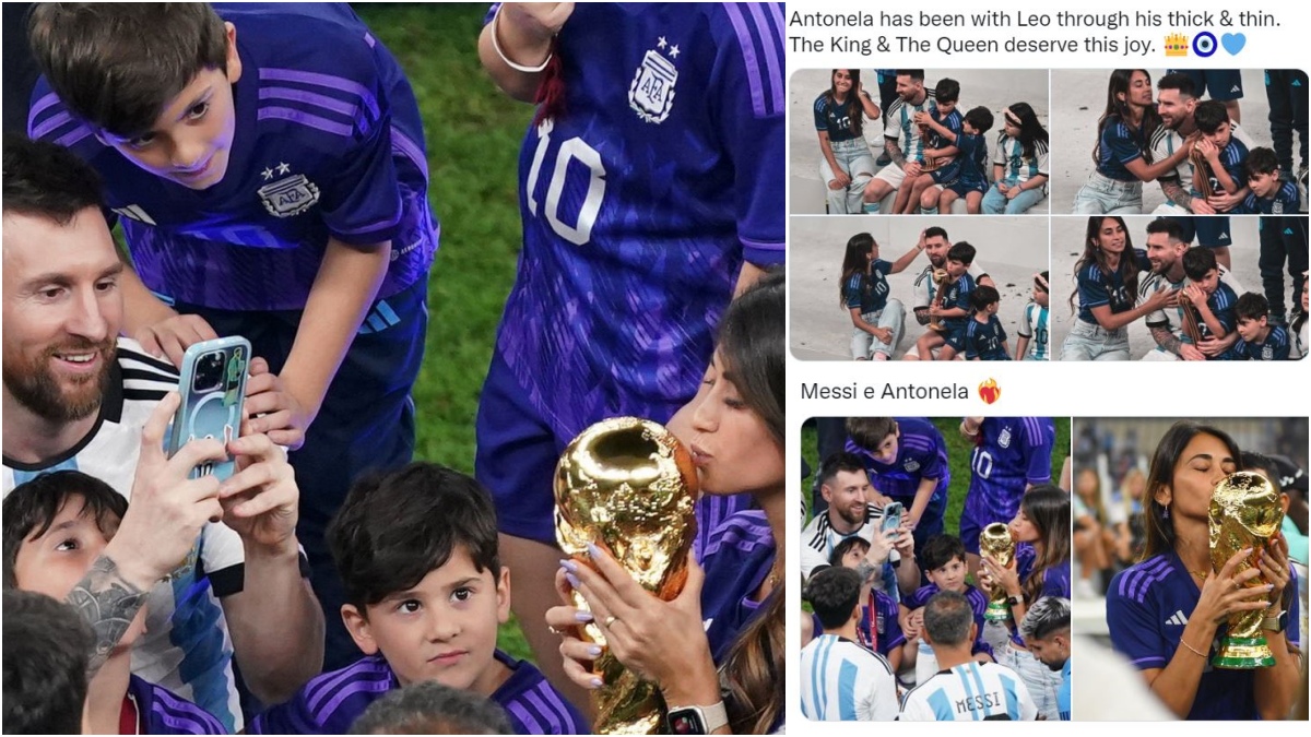 Lionel Messi's Wife Antonela Roccuzzo Pops at World Cup in Purple