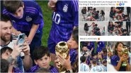 Lionel Messi Takes Wife Antonela Roccuzzo&rsquo;s Photos Kissing World Cup Trophy After Argentina&rsquo;s Win in FIFA WC 2022 Final in Qatar, Fans Overjoyed!