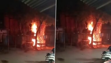 Uttar Pradesh Fire: Transformer Engulfs in Blaze in Lucknow, Video Goes Viral