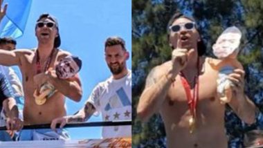 Emiliano Martinez Brings Baby Toy with Kylian Mbappe's Face on it to Argentina's Victory Parade in Buenos Aires Following FIFA World Cup 2022 Title Win (See Pics)