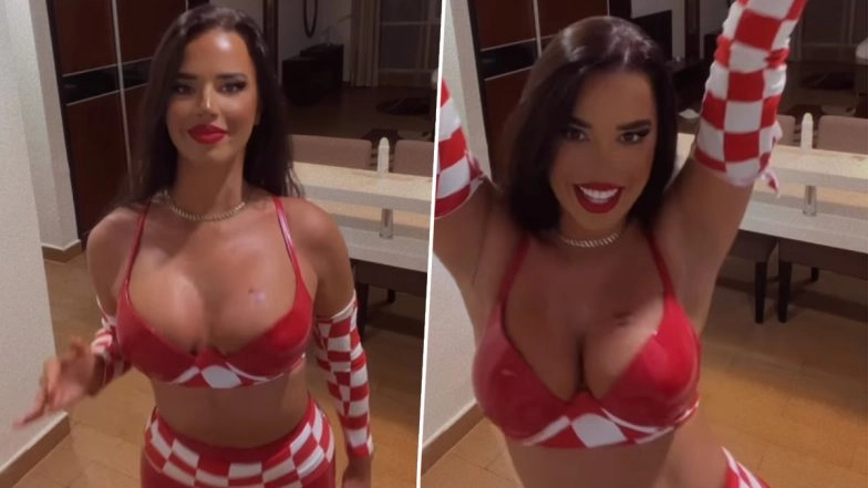 Miss Croatia Ivana Knoll MOCKS Richarlison’s 'Pigeon Dance' in Latex Red Bra After Croatia Knocks Brazil Out of FIFA World Cup 2022 (Watch Video)