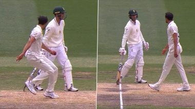 Mitchell Starc Decides Against ’Mankad’ Run-Out, Warns Theunis De Bruyn 'Stay In Your Crease' During AUS vs SA 2nd Test (Watch Video)