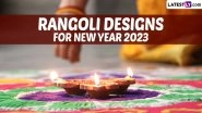 New Year 2023 Rangoli Designs and Muggulu Videos: Easy &lsquo;Happy New Year&rsquo; Rangoli Patterns To Draw on the First Day of New Year