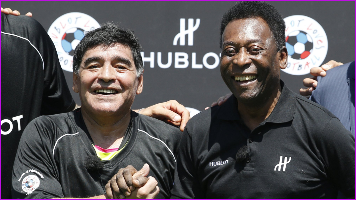 Diego Maradona posts a throwback picture with Pele, wishes him 'speedy  recovery' - Sports News