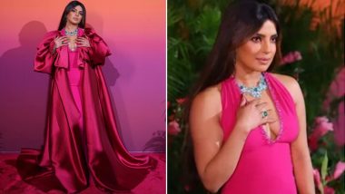 Priyanka Chopra Screams Glamour in Fuchsia Pink Plunging Neckline Gown for an Event in Dubai (View Pics)