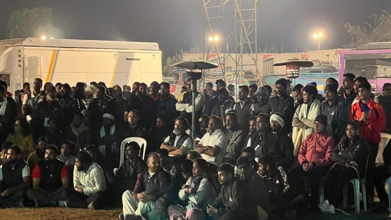 FIFA World Cup 2022 Final: Rahul Gandhi Watches France vs Argentina Football Match at Bharat Jodo Yatra's Campsite in Rajasthan (Watch Video)