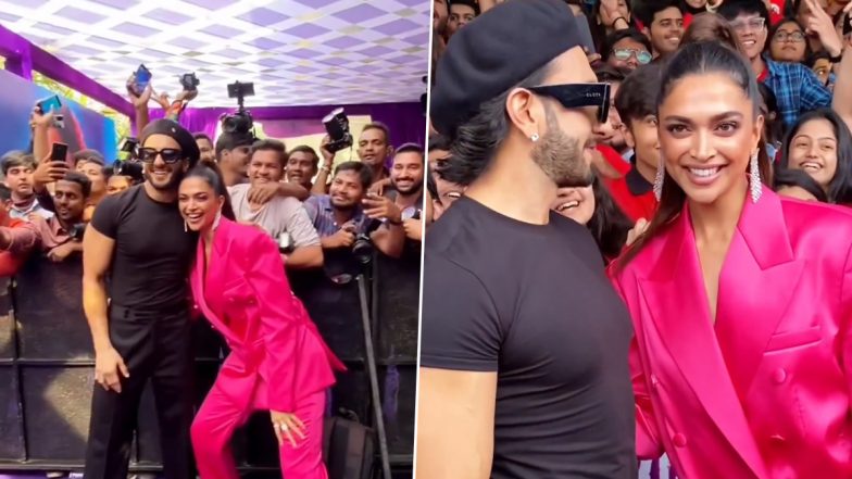 Cirkus: Ranveer Singh and Deepika Padukone Posing Together With the Paparazzi During ‘Current Laga Re’ Song Launch Is Super Adorable (Watch Video)