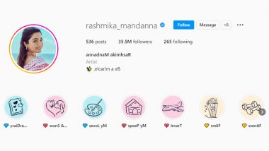 Rashmika Mandanna’s Instagram Account Hacked? Actress’ Insta Name and Story Highlights’ Names Appear in Reverse (View Pic)