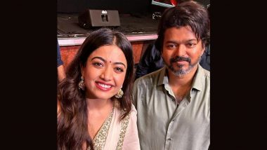 Varisu: Rashmika Mandanna Flaunts Her Million Dollar Smile As She Poses With Thalapathy Vijay at the Film’s Audio Launch, Pic Goes Viral