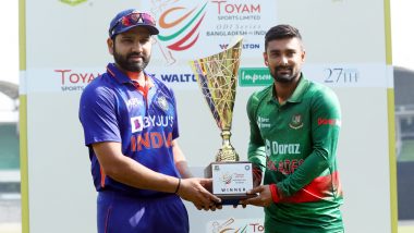 Rohit Sharma, Litton Das Unveil ODI Series Trophy Ahead of India vs Bangladesh 1st ODI 2022 (See Pics)