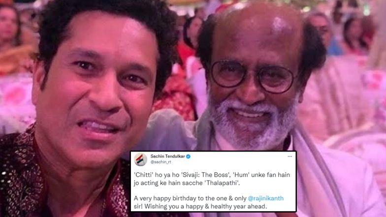 Sachin Tendulkar Picks Rajnikanth’s On-Screen Names To Share Witty Message for Acting Great on His 72nd Birthday