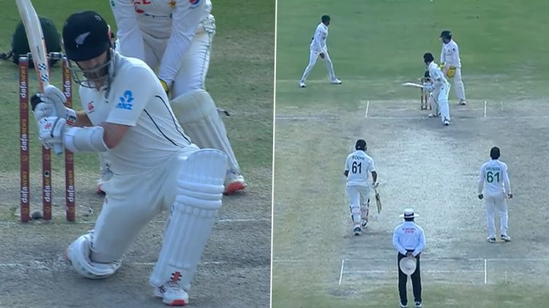 New Zealand Awarded 5 Penalty Runs As Nauman Ali's Delivery Hits Sarfaraz Ahmed's Spare Helmet Lying On The Ground During PAK vs NZ 1st Test Day 4 (Watch Video)