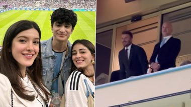 Shanaya Kapoor Enjoys FIFA World Cup 2022 Semi Final Game With Jahaan and Ananya Panday; Says David Beckham ‘Waved’ at Them (View Pics & Videos)