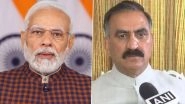 PM Narendra Modi Congratulates New Himachal Pradesh CM Sukhvinder Singh Sukhu, Assures Him of All Possible Cooperation