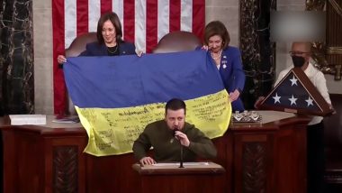 Volodymyr Zelensky Gives Rousing Speech in US Congress on His First Foreign Trip Since Russia's Invasion, Says 'Ukraine is Alive and Kicking' (Watch Video)