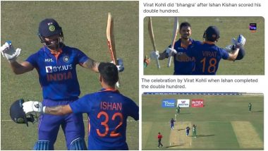 Virat Kohli Does ‘Bhangra’ To Celebrate Ishan Kishan’s Double Hundred in India vs Bangladesh 3rd ODI 2022 (Views Pics)