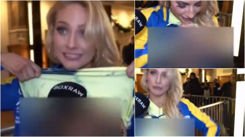 OnlyFans’ Ebanie Bridges Exposes Boobs Mid-Interview by Lifting Her Shirt Up, Video of Australian Boxer Goes Viral