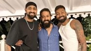 Yash Poses With Hardik and Krunal Pandya, Jokes 'KGF 3' in Making&nbsp;(View Pics)