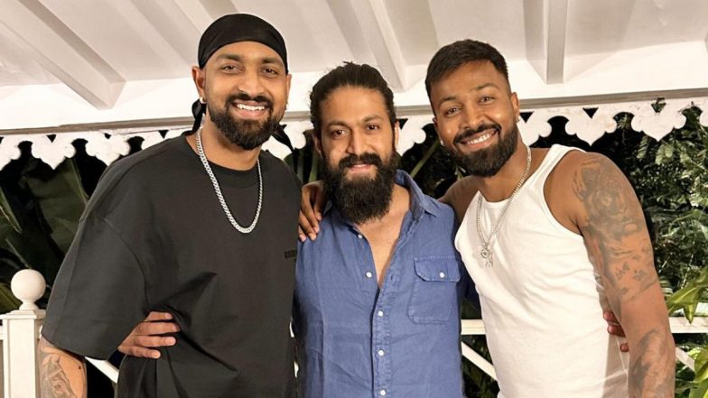 Yash Poses With Hardik and Krunal Pandya, Jokes 'KGF 3' in Making (View Pics)