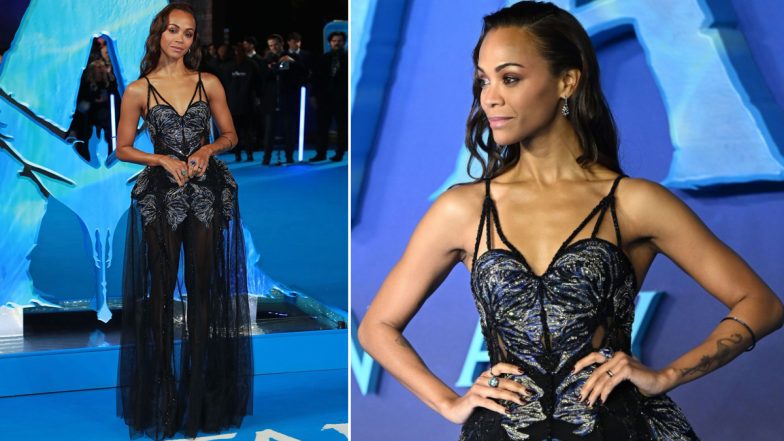 Zoe Saldana Oozes Glamour in a Sequined Corset Dress for Avatar–The Way of Water London Premiere (View Pics)