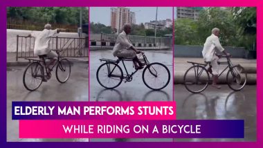 Elderly Man Performs Stunts While Riding On A Bicycle; Video Goes Viral On Social Media