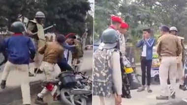 Police Brutality in Bihar: Cops Thrash 13-Year-Old Biker for Violating Traffic Rules in Aurangabad (Watch Video)