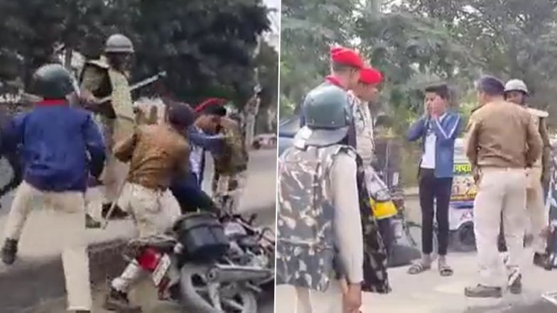 Police Brutality in Bihar: Cops Thrash 13-Year-Old Biker for Violating Traffic Rules in Aurangabad (Watch Video)