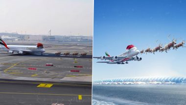 Emirates’ Christmas Clip Shows Reindeers Pulling Airbus A380 With Santa Hat Into the Sky; Netizens Are Loving the Creativity in the Viral Video