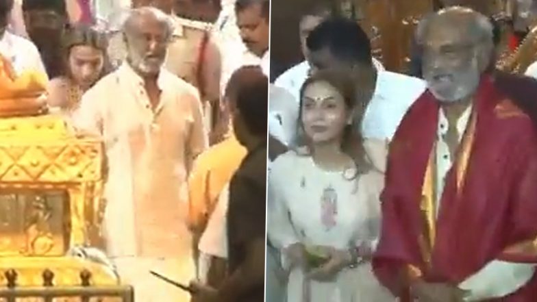 Rajinikanth and Daughter Aishwarya Offer Prayers at Tirumala Temple (Watch Video)