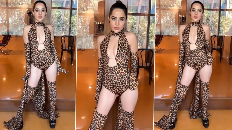 Uorfi Javed Raises Oomph As She Takes Her Style Quotient a Notch Higher in a Leopard Outfit! (Watch Video)