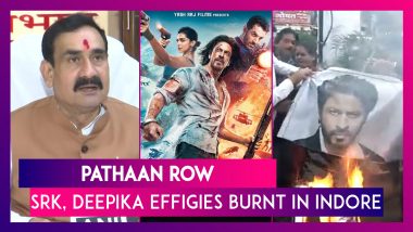 Pathaan Row: Shah Rukh Khan & Deepika Padukone’s Effigies Burnt In Indore; MP Minister Narottam Mishra Warns Makers On Actor’s Saffron Costume In ‘Besharam Rang’ Song