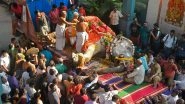 Elephant Lakshmi of Sri Manakula Vinayagar Temple Dies of Cardiac Arrest in Puducherry; Crowd Gathers To Pay Last Respects to The Majestic Creature (Watch Video)
