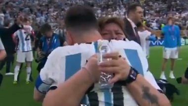 Lionel Messi Hugs Sergio Aguero's Mother, Fans Mistake her As Argentine Captain's Mother Celia Cuccittini; Video Goes Viral After Argentina's FIFA WC 2022 Title Win