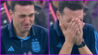 Emotional Scenes As Argentina Coach, Lionel Scaloni, Cries After Lionel Messi and Co Win FIFA World Cup 2022 (Watch Video)