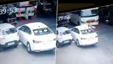 Mumbai: Man Knocked Down, ‘Run Over’ by Bus, Walks Up to a Miraculous Escape in Powai (Watch Video)