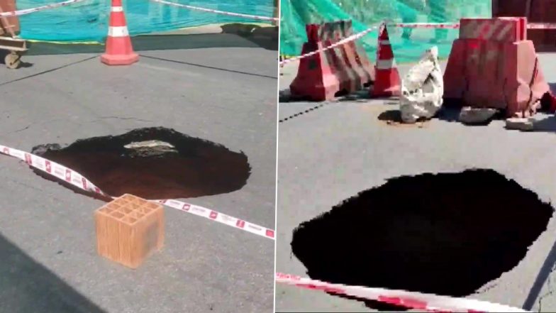 Bengaluru: Road Caves in Due to Metro Construction Work in Ashok Nagar (See Pics)