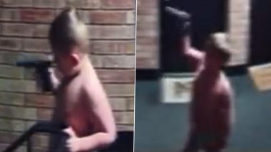 Toddler in Diapers Holding Loaded Handgun Seen Wandering at Apartment Complex in US State of Indiana, Father Arrested After CCTV Video Goes Viral