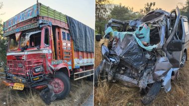 Maharashtra Road Accident: Speeding Truck Collides With Van on Mumbai-Goa Highway in Raigad; Nine Killed and Child Injured (See Pics)