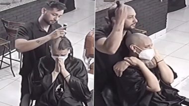 Barber Shaves Off His Own Hair To Support a Cancer Patient in Viral Video; Netizens Overwhelmed By The Gesture