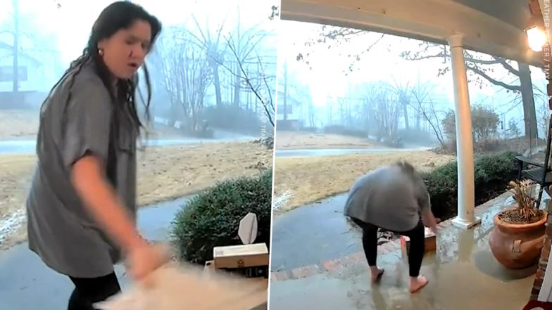 Woman Spooked Out By Booming Lightning Strike That Falls Too Close to Her; Viral Video is Scary Yet Funny!