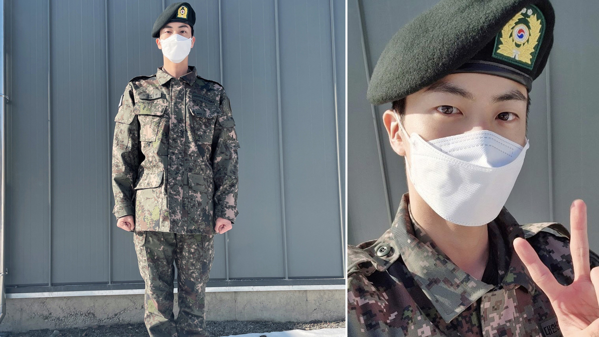 Agency News | BTS Member Jin Shares First Photos of Himself in Military ...