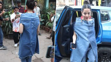 Uorfi Javed Spotted at Santacruz in Full Denim Outfit With Jeans Designed As Jacket (View Pics)