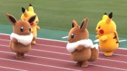 Pikachu vs Eevee Relay Race! Video of the Pokemon Mascots Running Cutely for the Competition Goes Viral